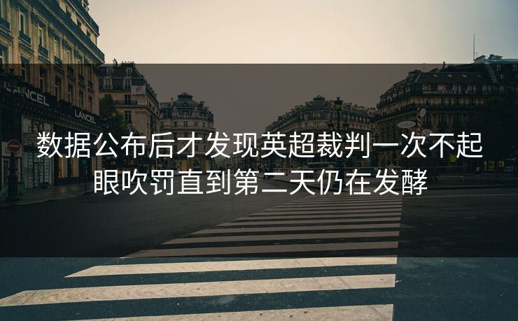数据公布后才发现英超裁判一次不起眼吹罚直到第二天仍在发酵